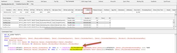 Callbacks Shown on the Top Commands Tab of SQL Sentry