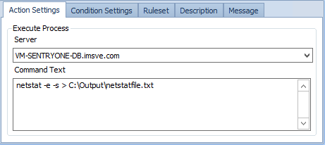 Action Settings: Execute Process