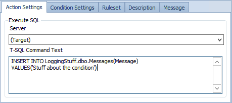 Action Settings: Execute SQL