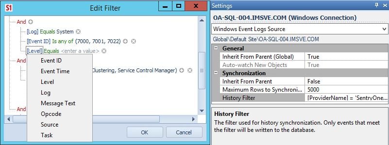 History Filter Windows Event Logs Source
