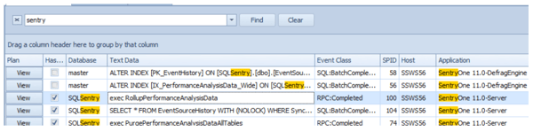 The Result Set Filtered by Events that Contain the Entered String in at Least One Column