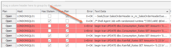 Errors Showing for Failed Queries