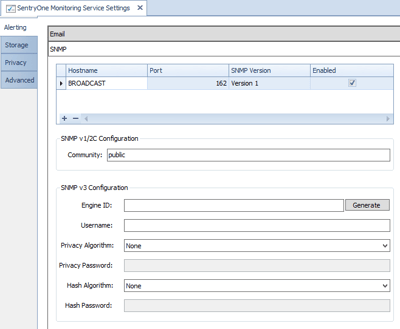 SNMP Global Settings