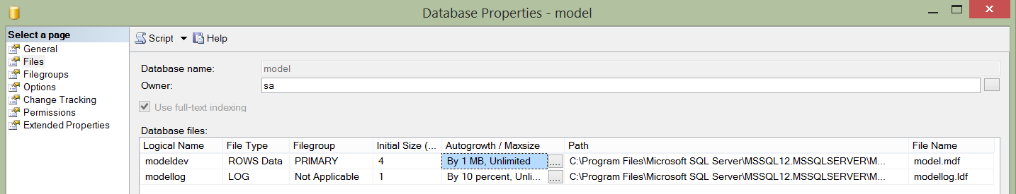 Model Database File Growth