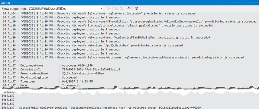 Monitor ARM Deployment in Visual Studio