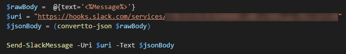 PowerShell - Send-SlackMesage Example