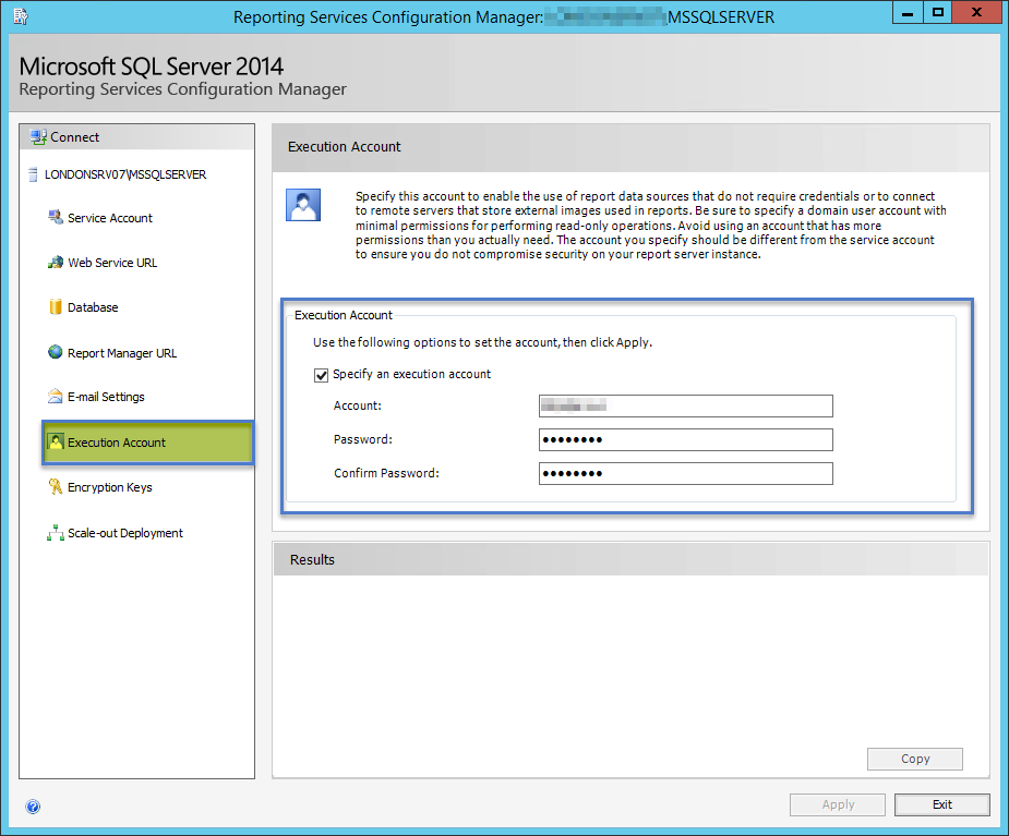 SSRS Execution Account Setup