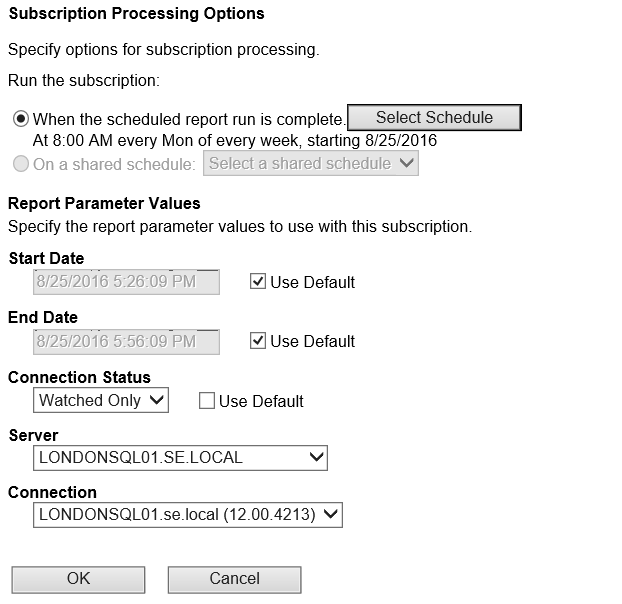 SSRS - Subscription Processing Options