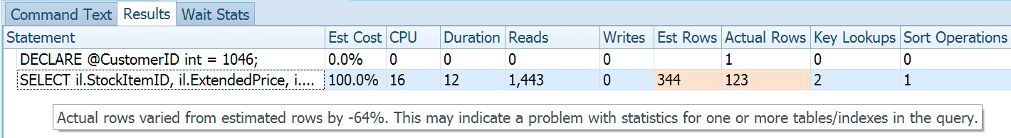 Statement Grid with estimate vs. actual warning