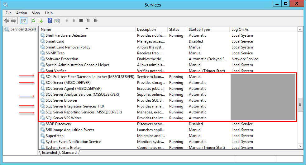 Figure 2: Partial list of available services