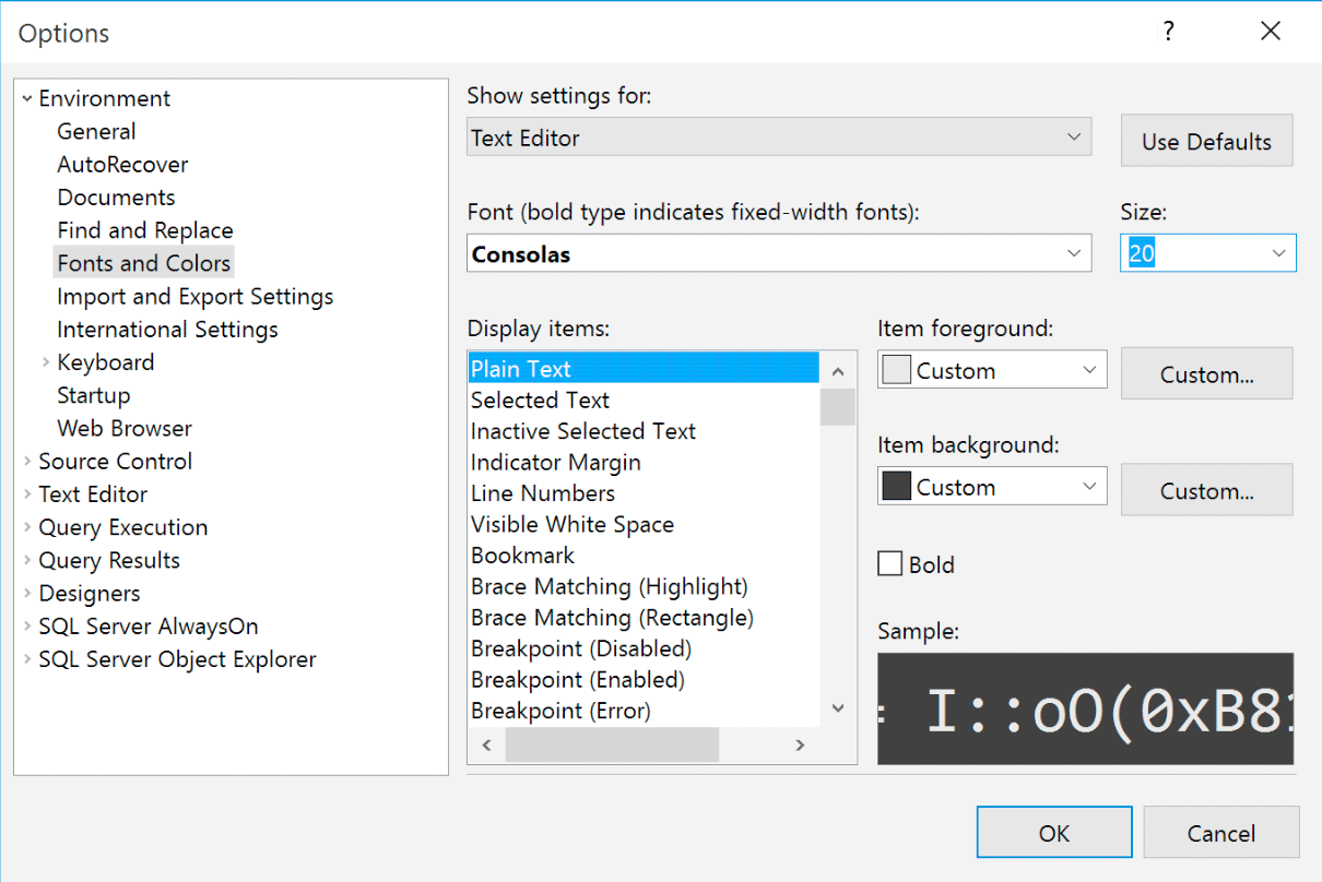 Tools Option Screenshot