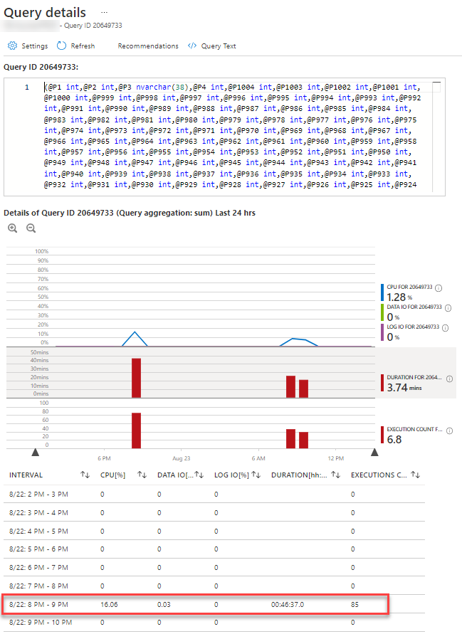 Figure 3: Details about a particular query