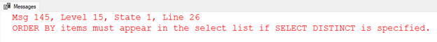 Order By error example
