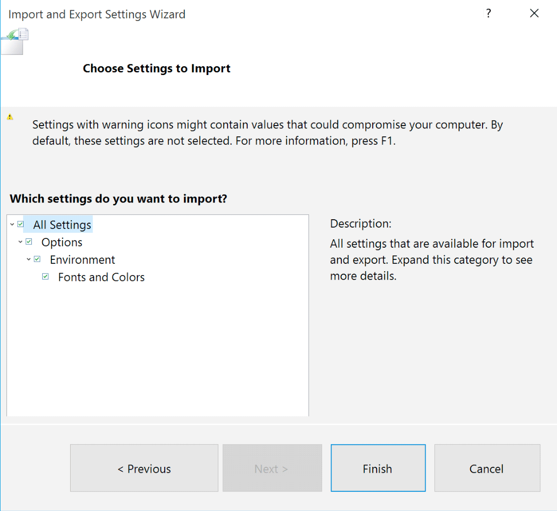 SSMS Wizard - Choosing Settings