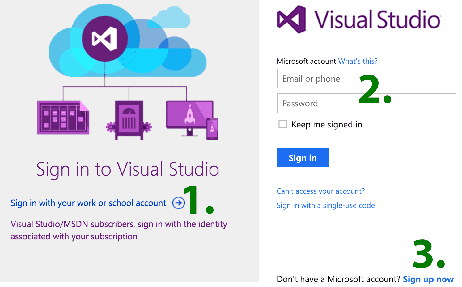 Visual Studio Sign-In