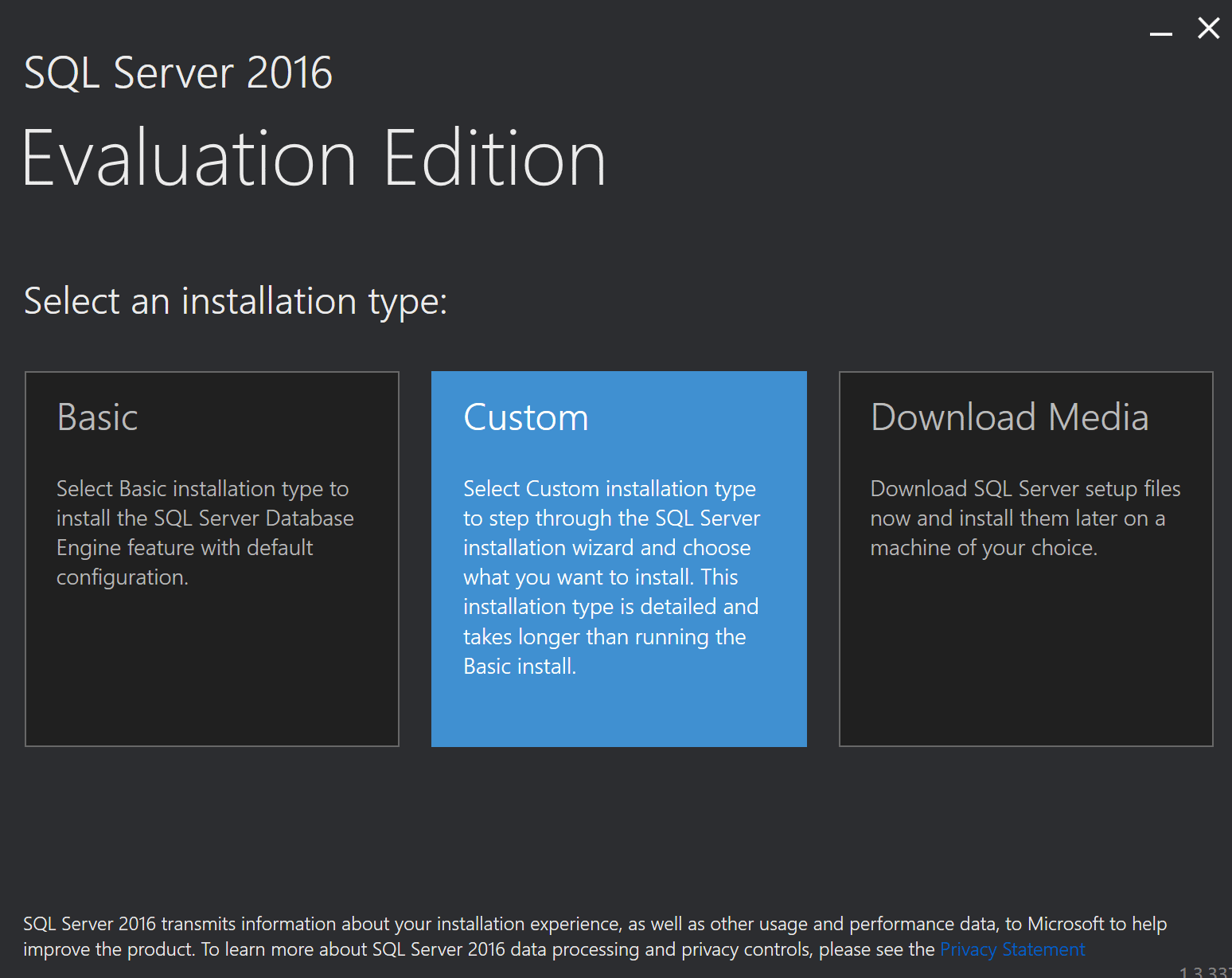 Basic Installer : Installation Type