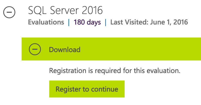 Evaluate SQL Server : Register to Continue