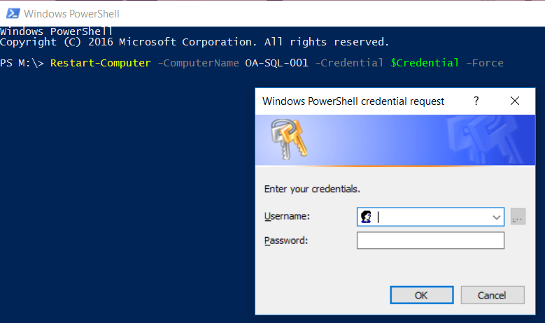 PowerShell Restart-Computer with Login Popup Window