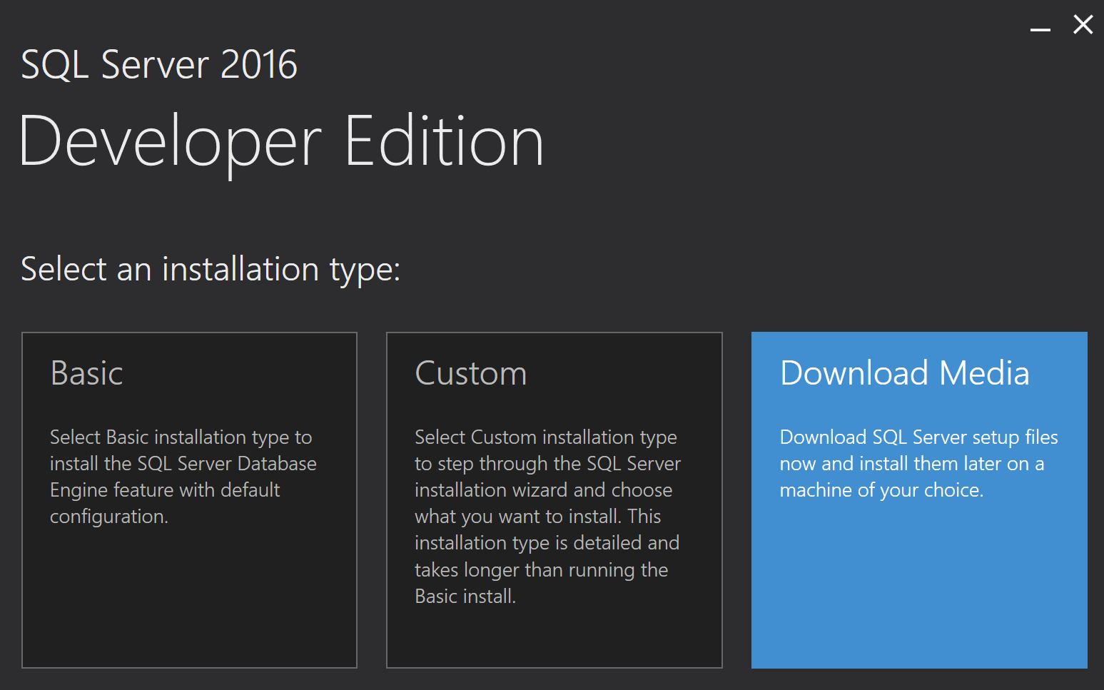 Basic Installer : Installation Type