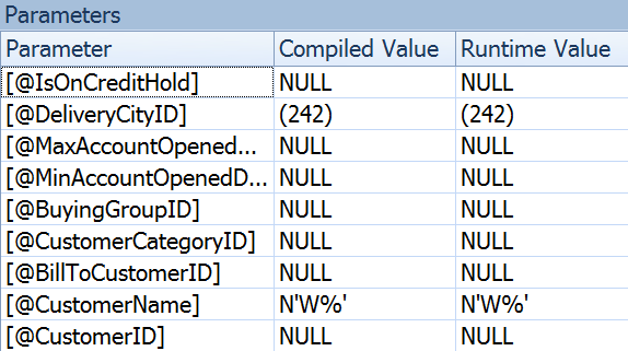 Parameters Tab