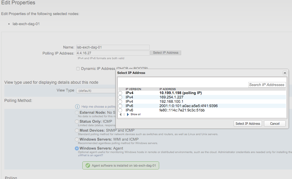 SAM polling a NAT'd agent, not returning data... sw agent trying to ...