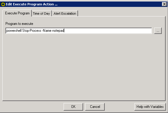 Run a powershell script on a DOWN alert - THWACK