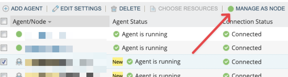 Manage Agents page