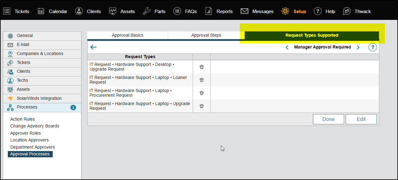 How do I remove an approval process from a ticket? - THWACK