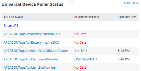 Device Poller APC Battery's SKU number is showing as No data across Universal device ...