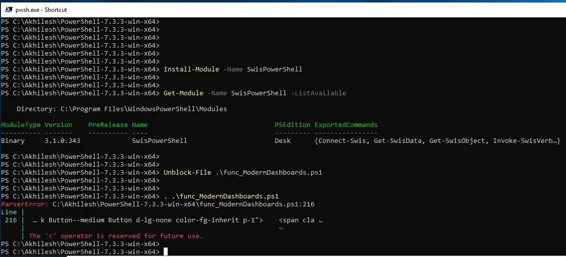 I'm looking for help importing Modern Dashboard with PowerShell ...