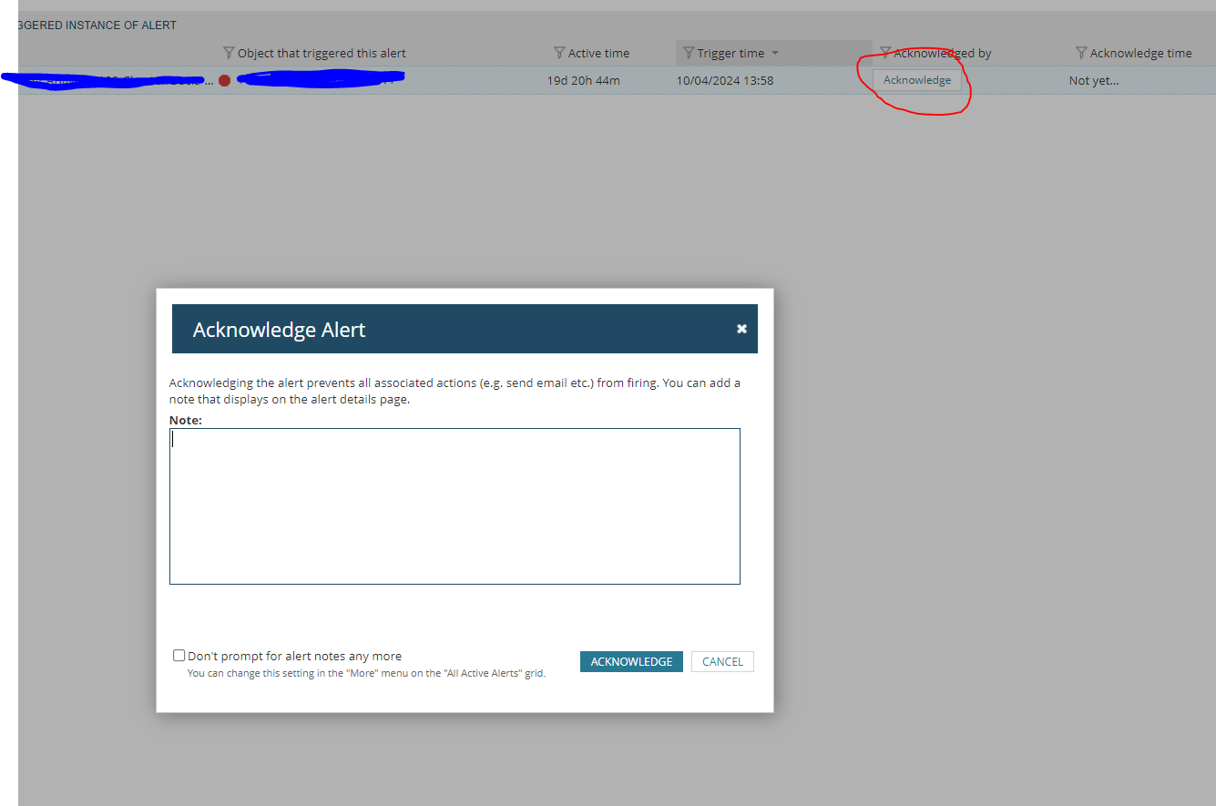 Recreate the Acknowledge prompt on custom table using SQL query - THWACK