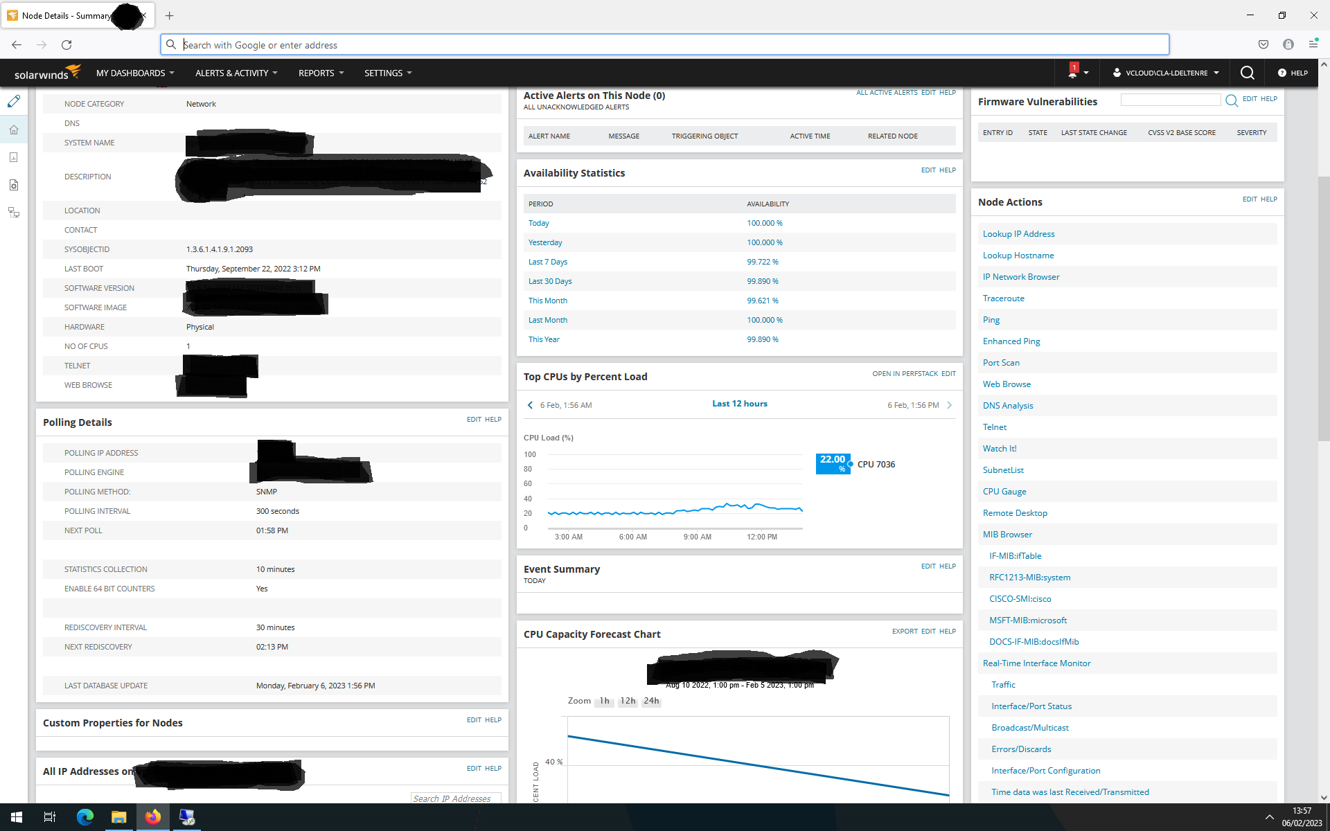 No serial number on node details