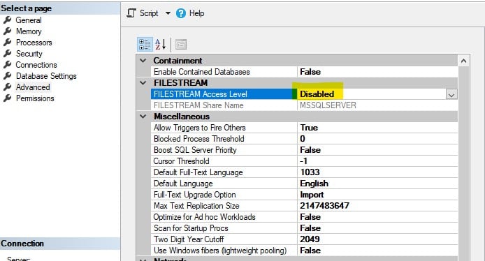 Correct FILESTREAM configuration? - THWACK