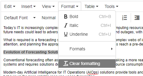 Figure 2 Remove existing typed formatting