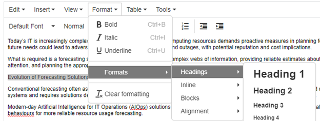 Figure 3 Apply HTML 'Heading' format