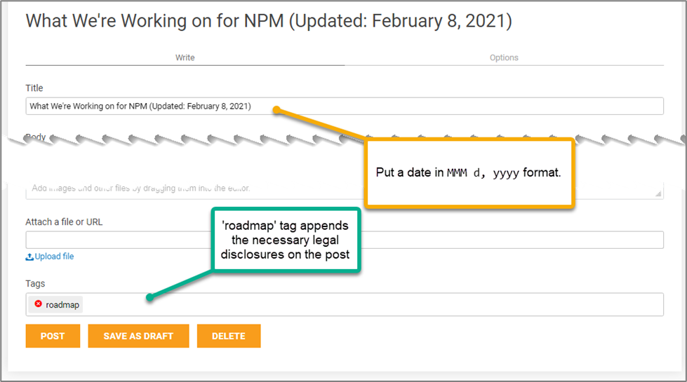 ' 'Roadmap' keyword required