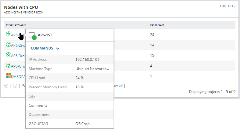 Adding _LinkFor_ to Display Name provides hover-over  functionality.