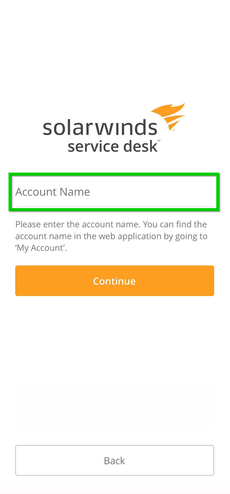 account name entry