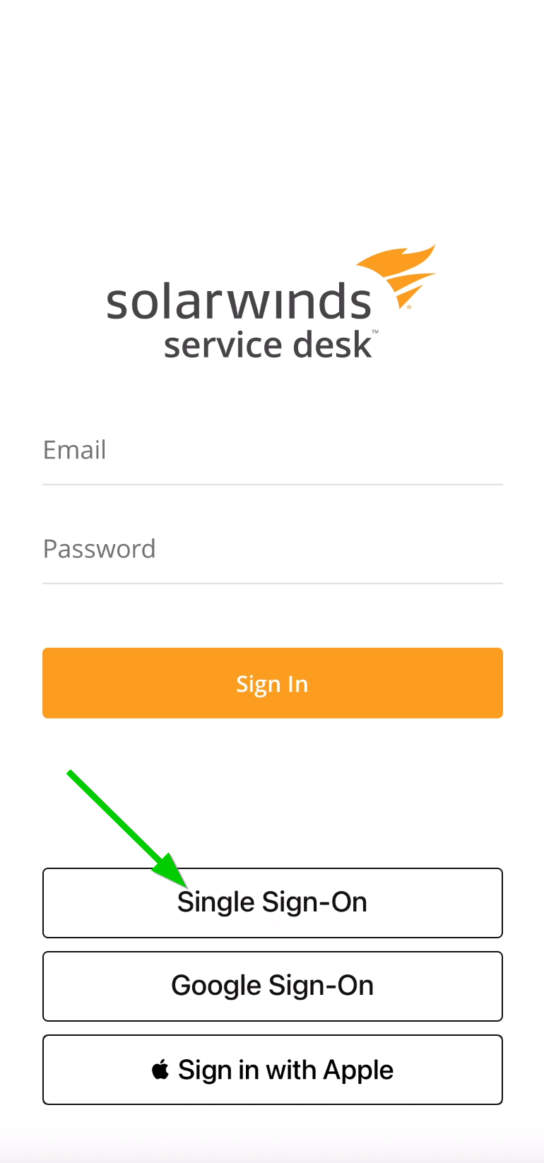 start screen sso option