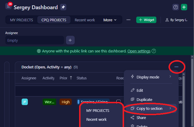 Copy or move dashboard section to another dashboard - Wrike Community