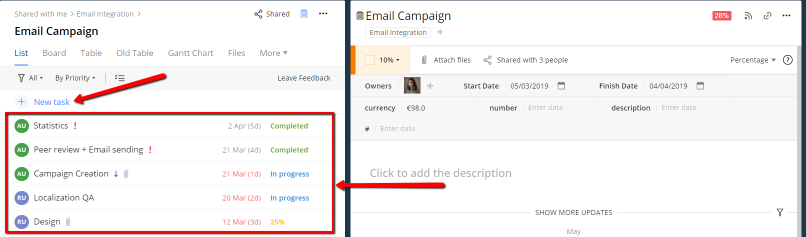 Getting to Task View from Modal Project View - Wrike Community