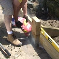 Step 4 Concrete first post in place.jpg Step 4 Concrete first post in place.jpg