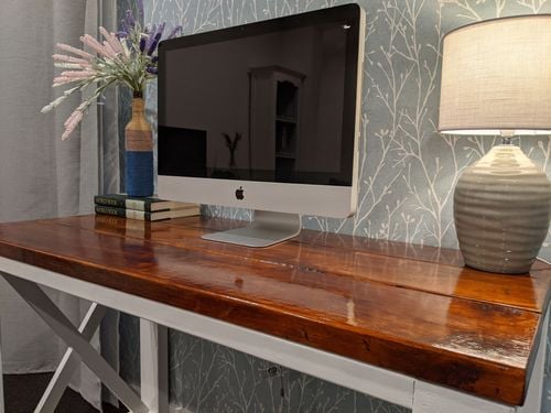 Rustic Spanned Desktop For Computer Rustic computer desk - Bunnings Workshop community
