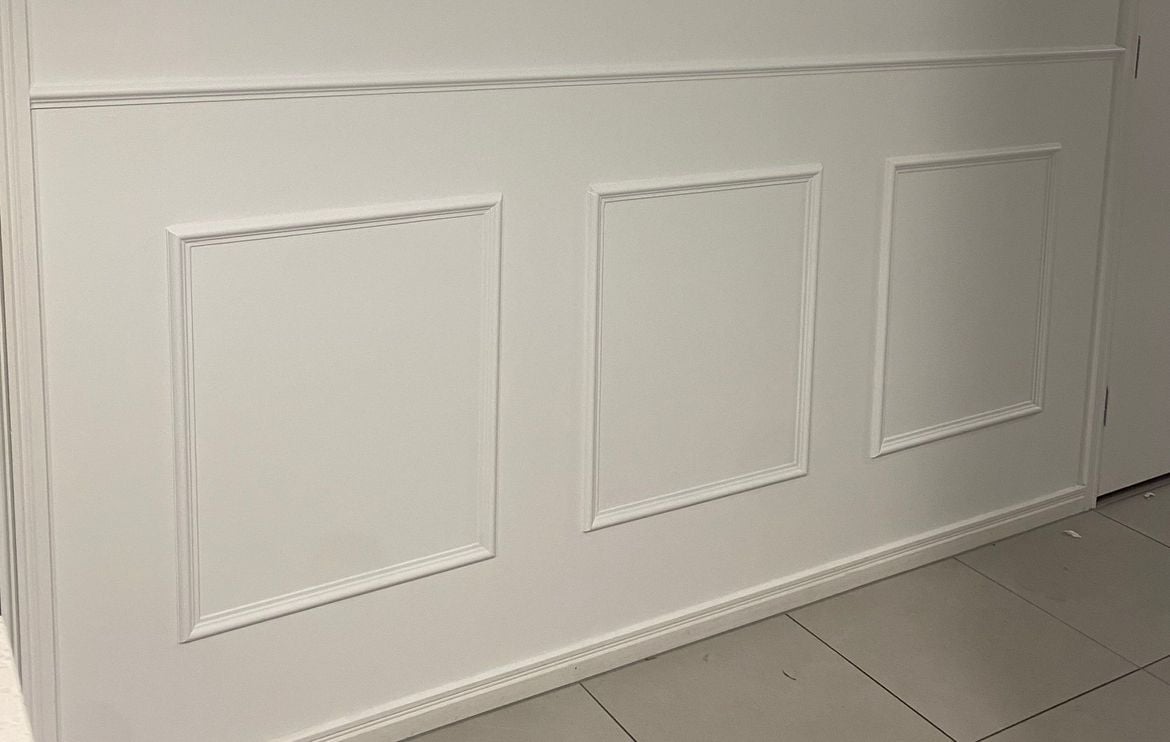 DIY wainscotting project using Pine moulding.jpeg DIY wainscotting project using Pine moulding.jpeg