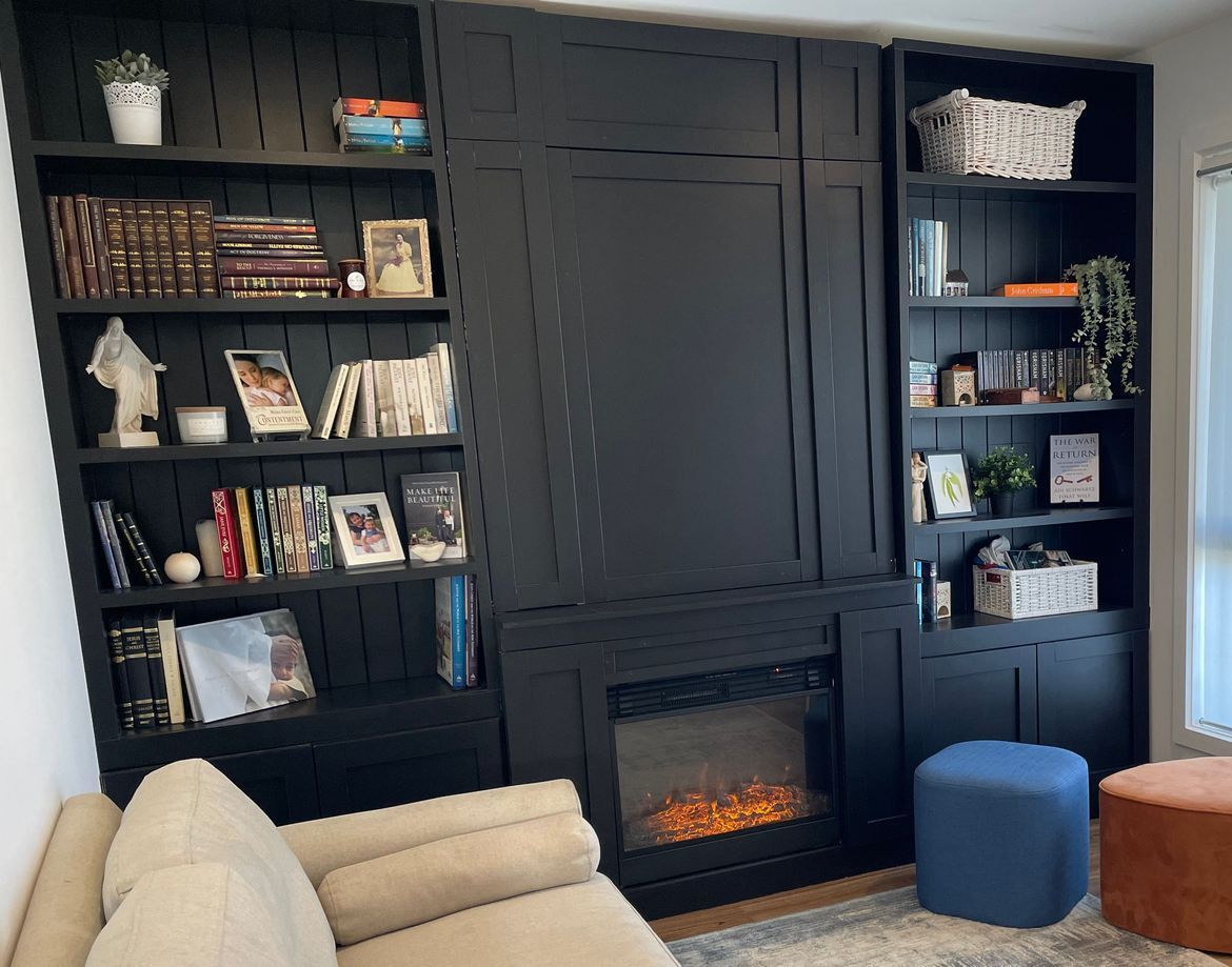 Bookcases turned into fireplace.jpeg Bookcases turned into fireplace.jpeg