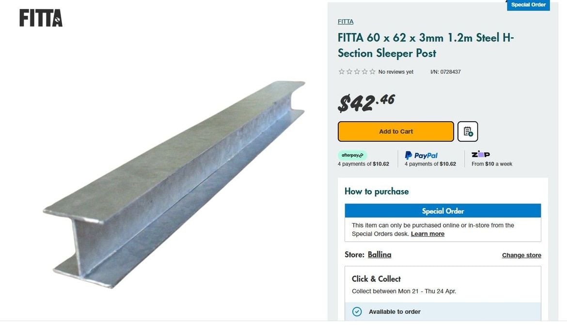 Fitta 60 x 62 x 1.2m H-section sleeper joiner.jpg Fitta 60 x 62 x 1.2m H-section sleeper joiner.jpg