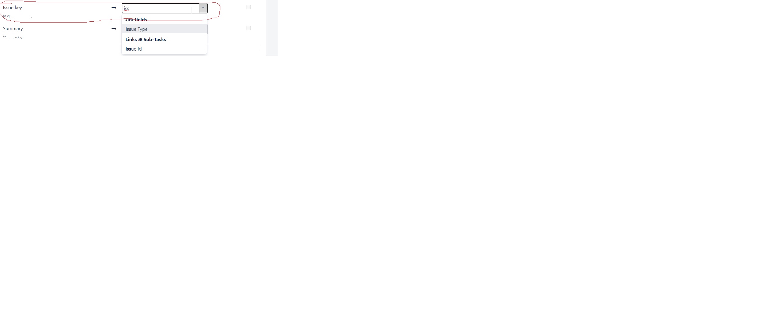 issue key missing in dropdown.jpg issue key missing in dropdown.jpg