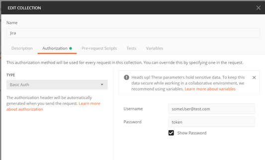 Authentication to the Jira API with a token using Postman.png Authentication to the Jira API with a token using Postman.png
