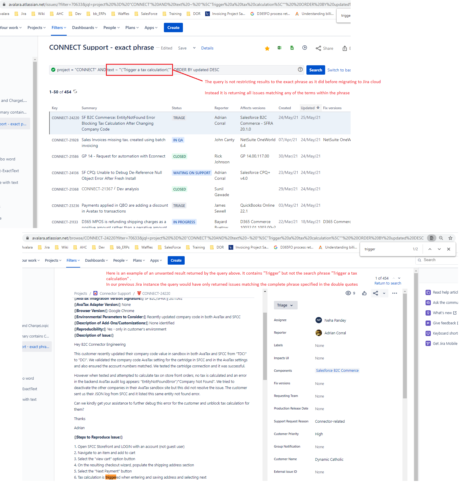 Jira query on phrase example.png Jira query on phrase example.png
