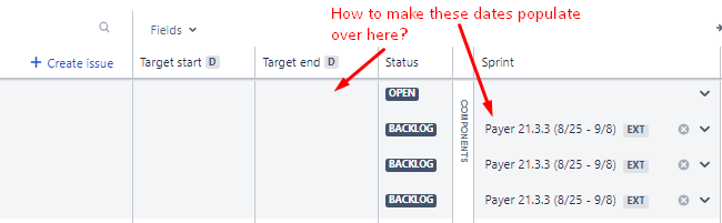 how to make sprint dates populate target dates.png how to make sprint dates populate target dates.png